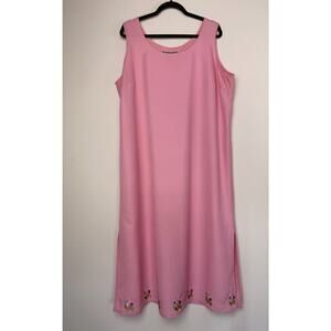 Susan Lawrence Pink Maxi Dress Floral Embroidered Hem Sleeveless Party Easter 2X